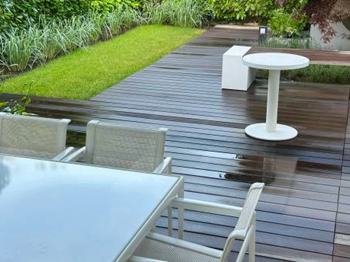 Modern garden deck painting in Richmond by Richmond Decorators