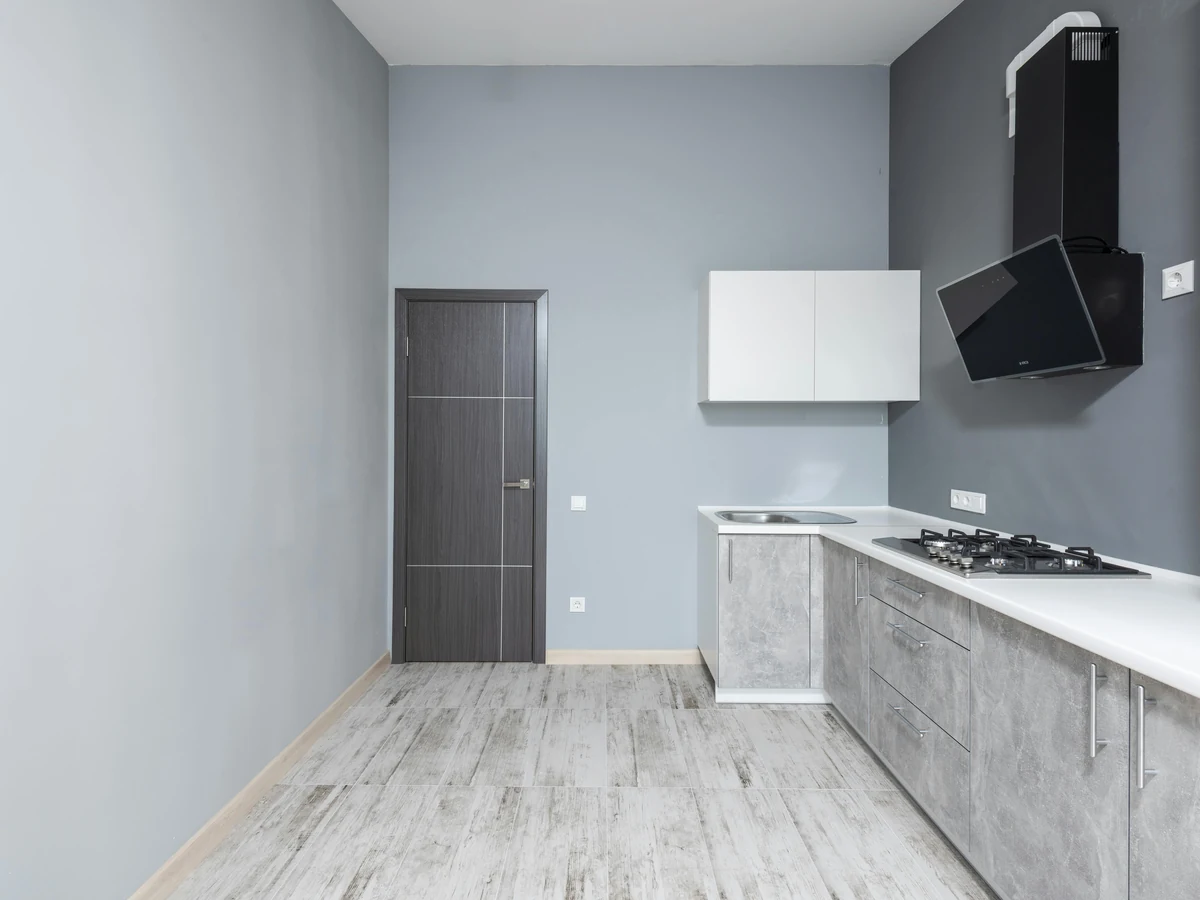 Modern grey kitchen cabinet painting in Richmond