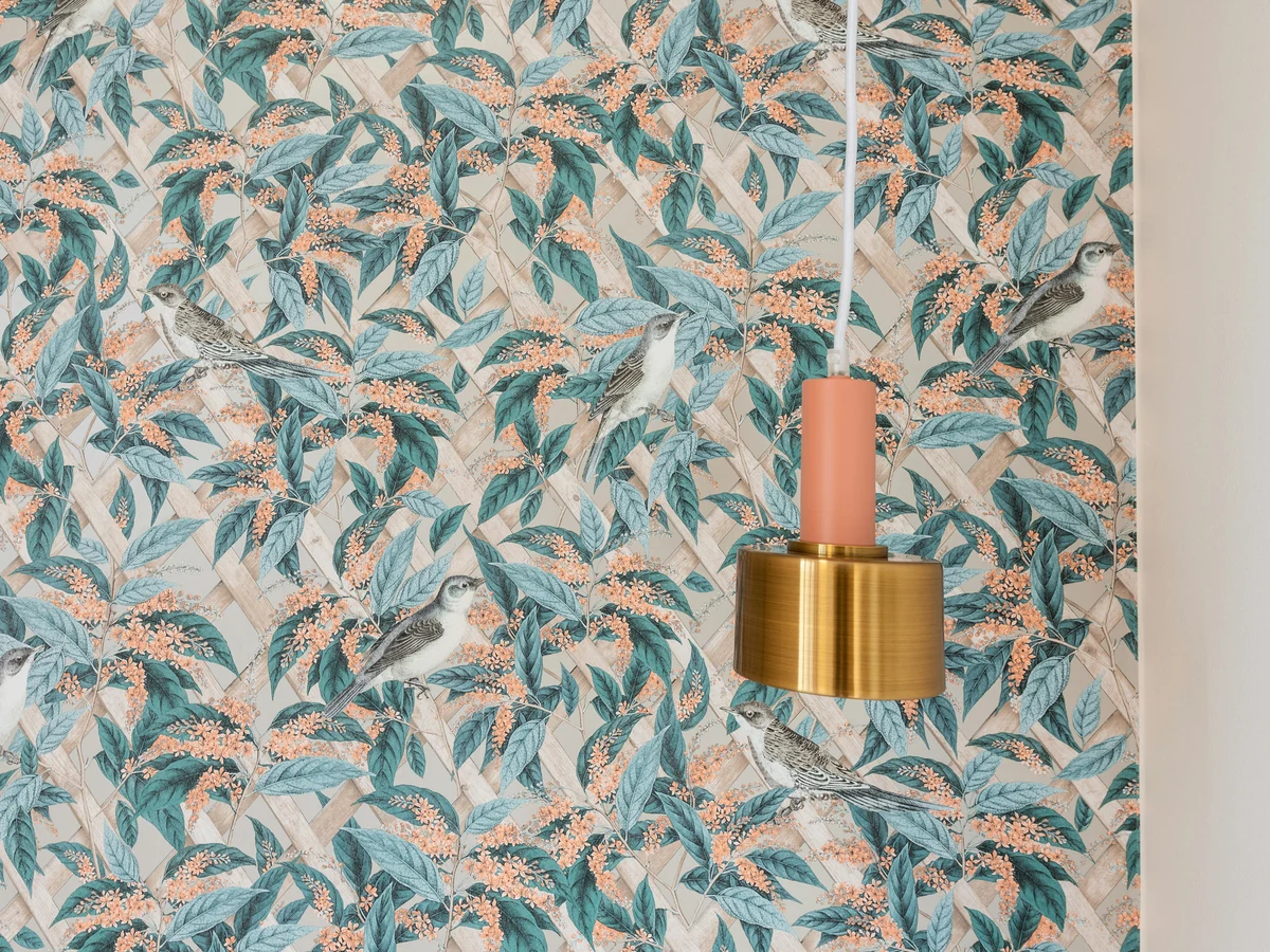 wallpapering-closeup-floral-botanical-richmond-decorators Close-up of floral botanical wallpaper hung by Richmond Decorators